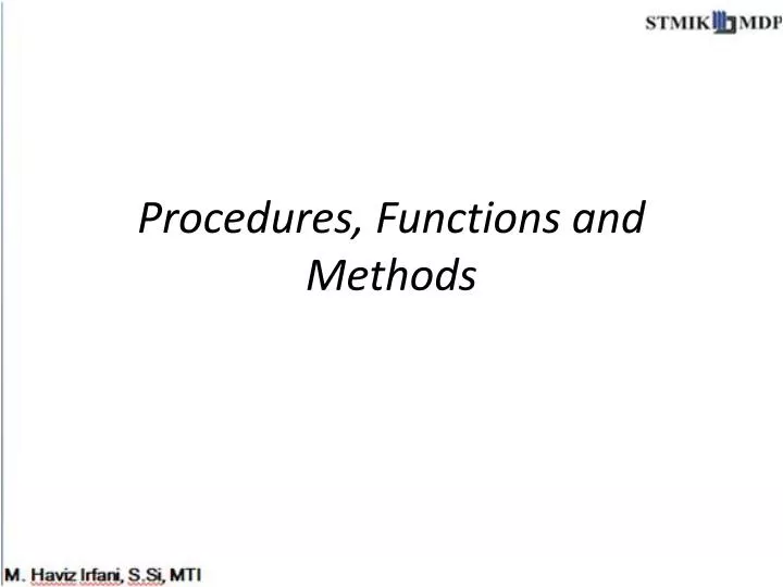 procedures functions and methods