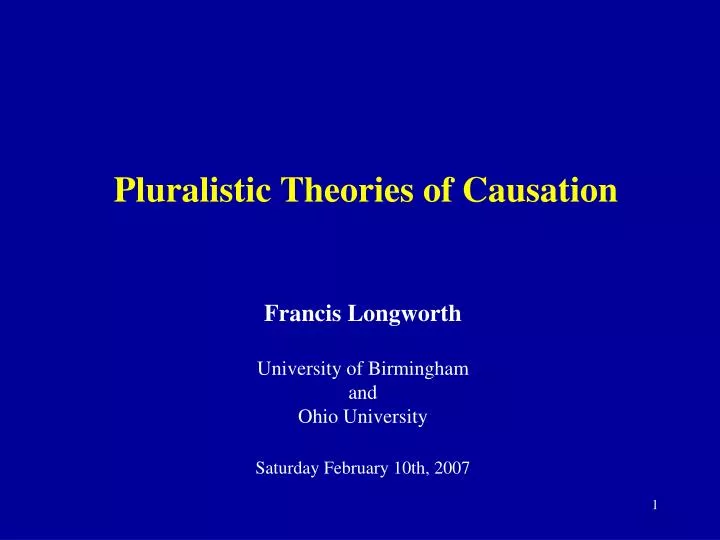 pluralistic theories of causation