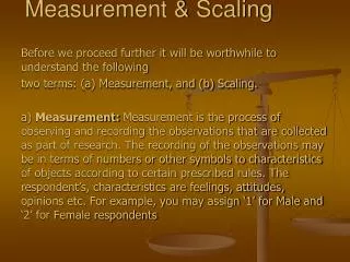 Measurement &amp; Scaling