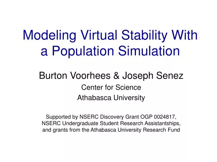 modeling virtual stability with a population simulation