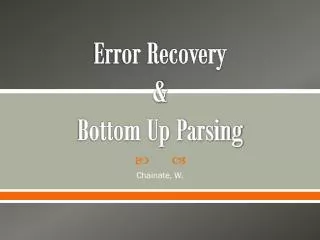 error recovery bottom up parsing