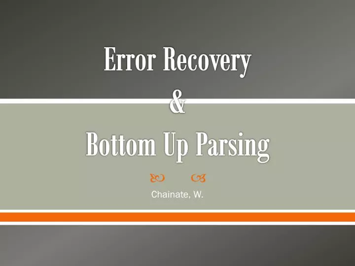 error recovery bottom up parsing