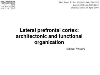 Lateral prefrontal cortex: architectonic and functional organization