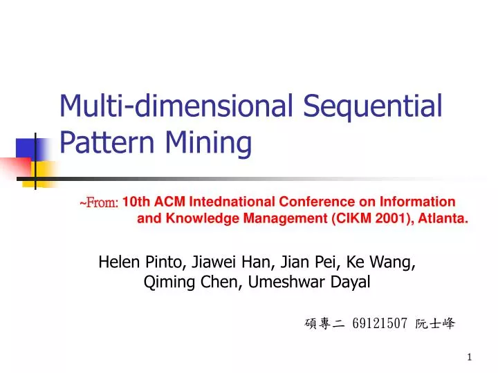 multi dimensional sequential pattern mining
