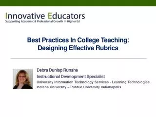 Best Practices In College Teaching : Designing Effective Rubrics