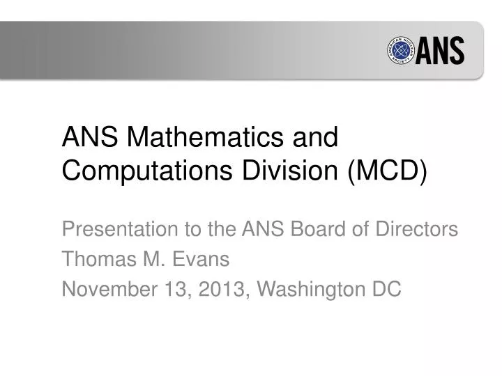 ans mathematics and computations division mcd