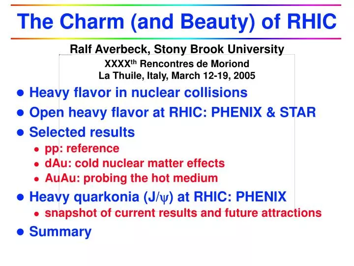 the charm and beauty of rhic
