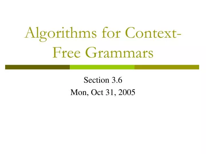 algorithms for context free grammars