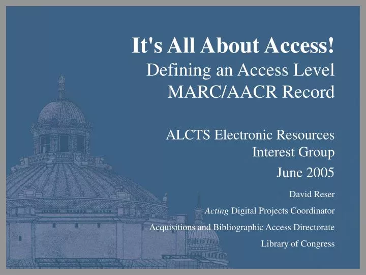 it s all about access defining an access level marc aacr record
