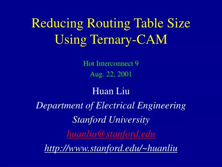 reducing routing table size using ternary cam