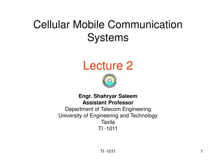 cellular mobile communication systems lecture 2