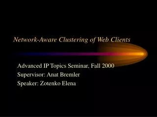 network aware clustering of web clients