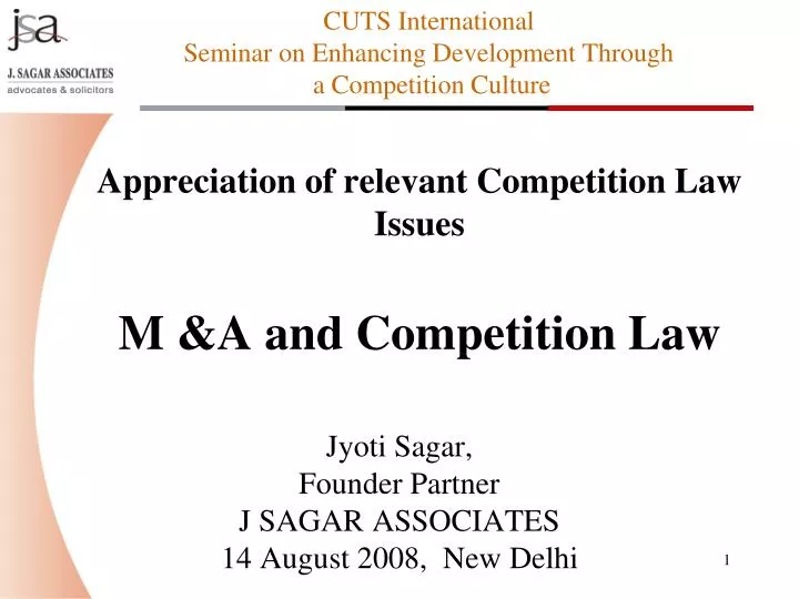 appreciation of relevant competition law issues m a and competition law