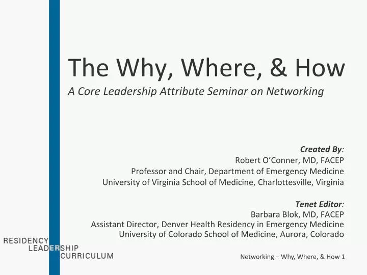 the why where how a core leadership attribute seminar on networking