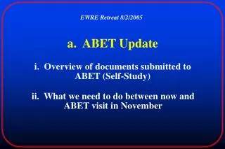 a. ABET Update