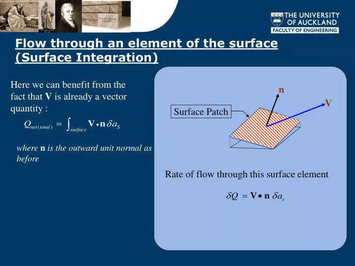flow through an element of the surface surface integration