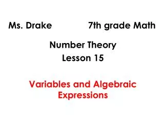 Ms. Drake 7th grade Math
