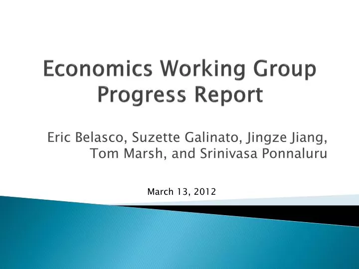 economics working group progress report