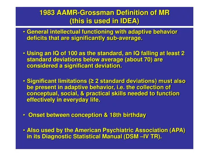 1983 aamr grossman definition of mr this is used in idea