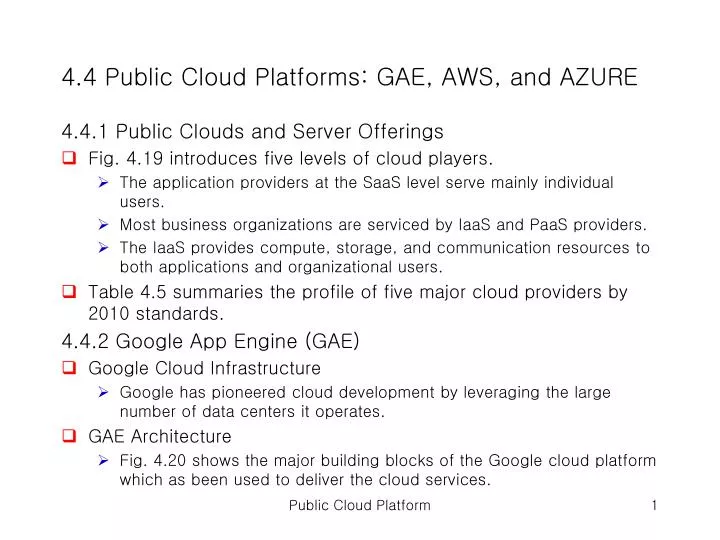 4 4 public cloud platforms gae aws and azure