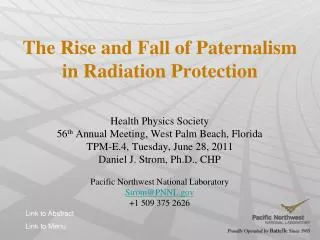 The Rise and Fall of Paternalism in Radiation Protection