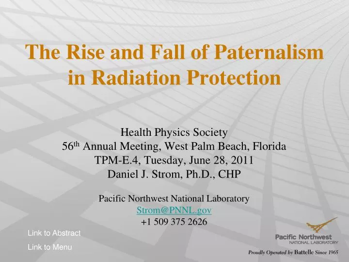 the rise and fall of paternalism in radiation protection