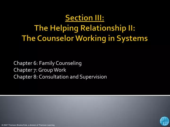 chapter 6 family counseling chapter 7 group work chapter 8 consultation and supervision
