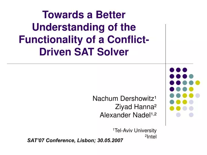 towards a better understanding of the functionality of a conflict driven sat solver