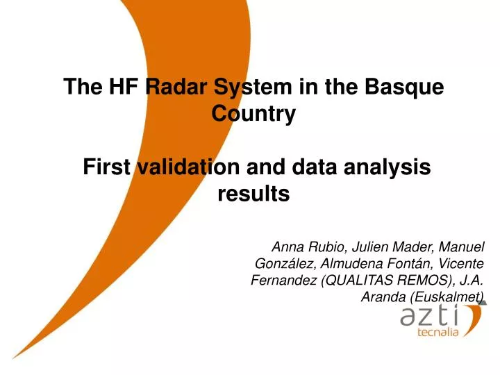 the hf radar system in the basque country first validation and data analysis results
