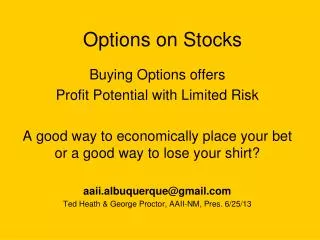 Options on Stocks