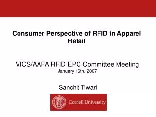 Consumer Perspective of RFID in Apparel Retail