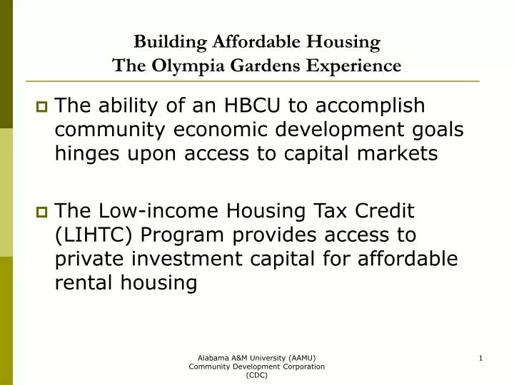 building affordable housing the olympia gardens experience