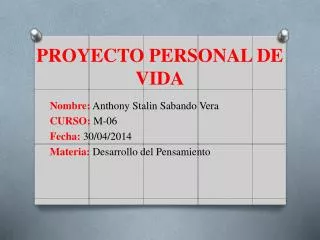 proyecto personal de vida