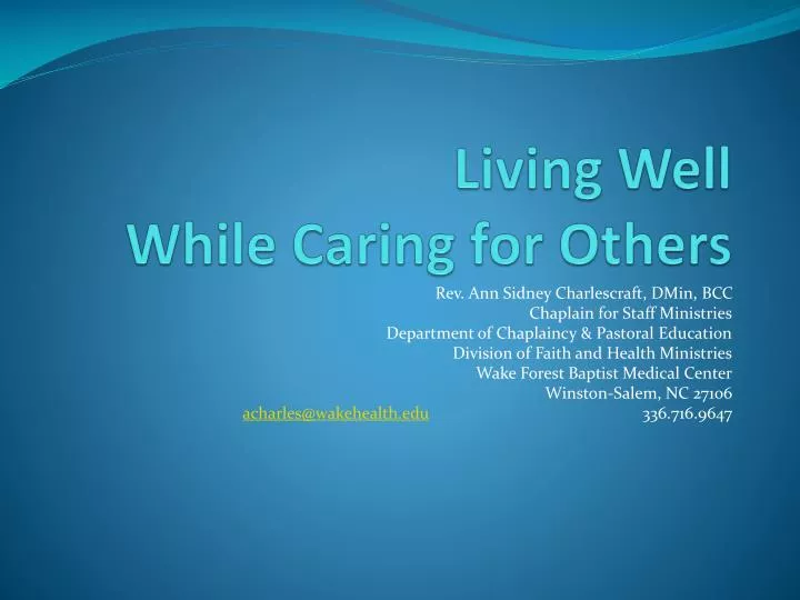 living well while caring for others