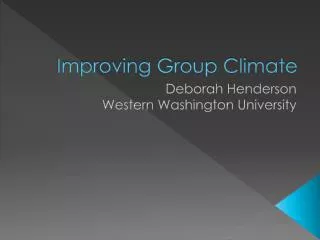 Improving Group Climate
