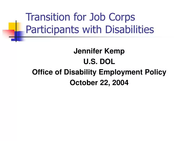 transition for job corps participants with disabilities