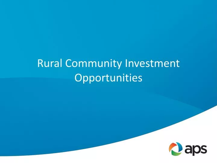 rural community investment opportunities