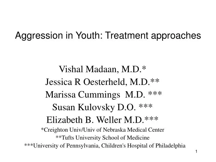 aggression in youth treatment approaches