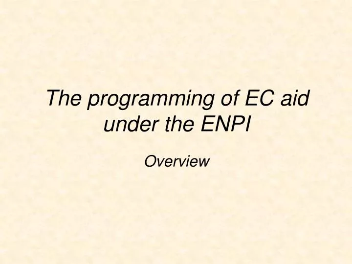 the programming of ec aid under the enpi