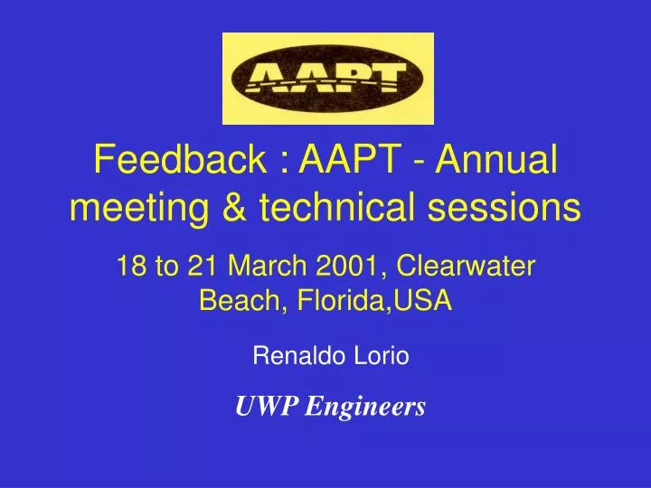 feedback aapt annual meeting technical sessions