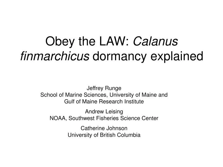 obey the law calanus finmarchicus dormancy explained