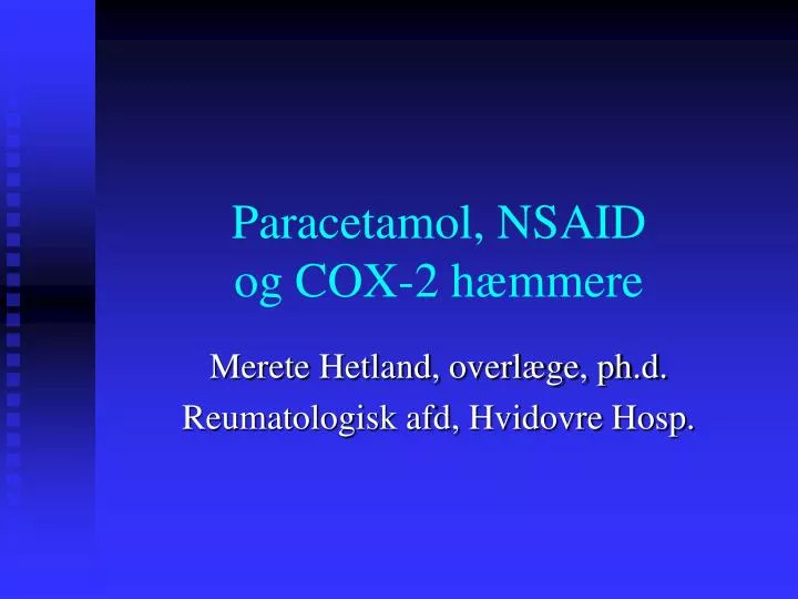 paracetamol nsaid og cox 2 h mmere