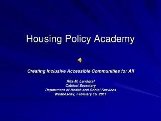 Housing Policy Academy