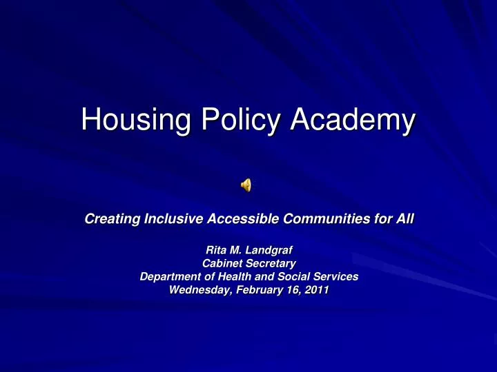 housing policy academy