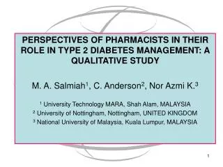 PERSPECTIVES OF PHARMACISTS IN THEIR ROLE IN TYPE 2 DIABETES MANAGEMENT: A QUALITATIVE STUDY