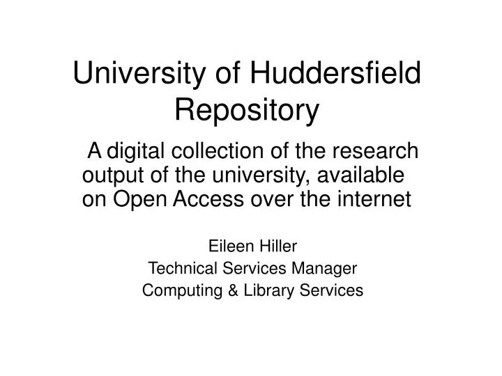 university of huddersfield repository