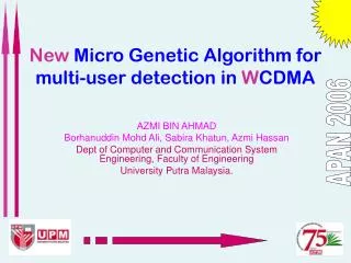 New Micro Genetic Algorithm for multi-user detection in W CDMA