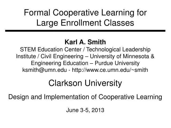 f ormal cooperative learning for large enrollment classes
