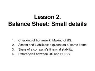 Lesson 2. Balance Sheet: Small details