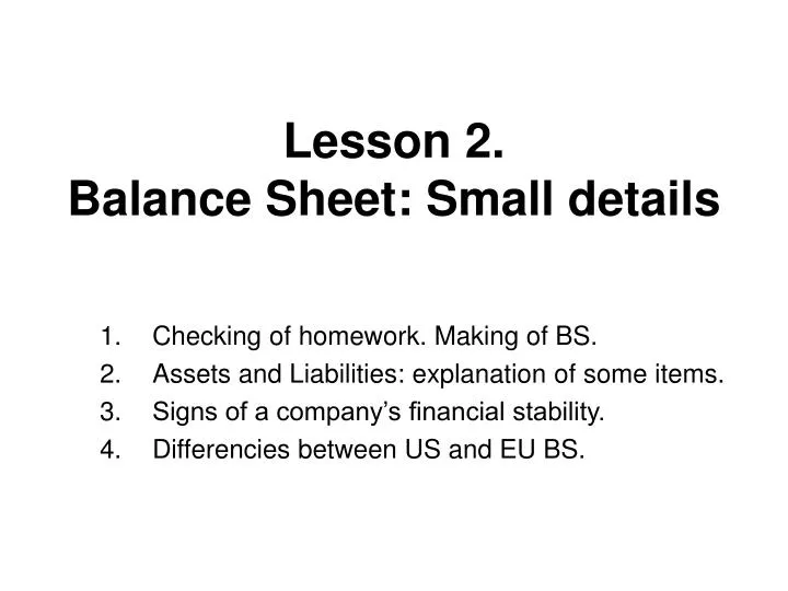 lesson 2 balance sheet small details